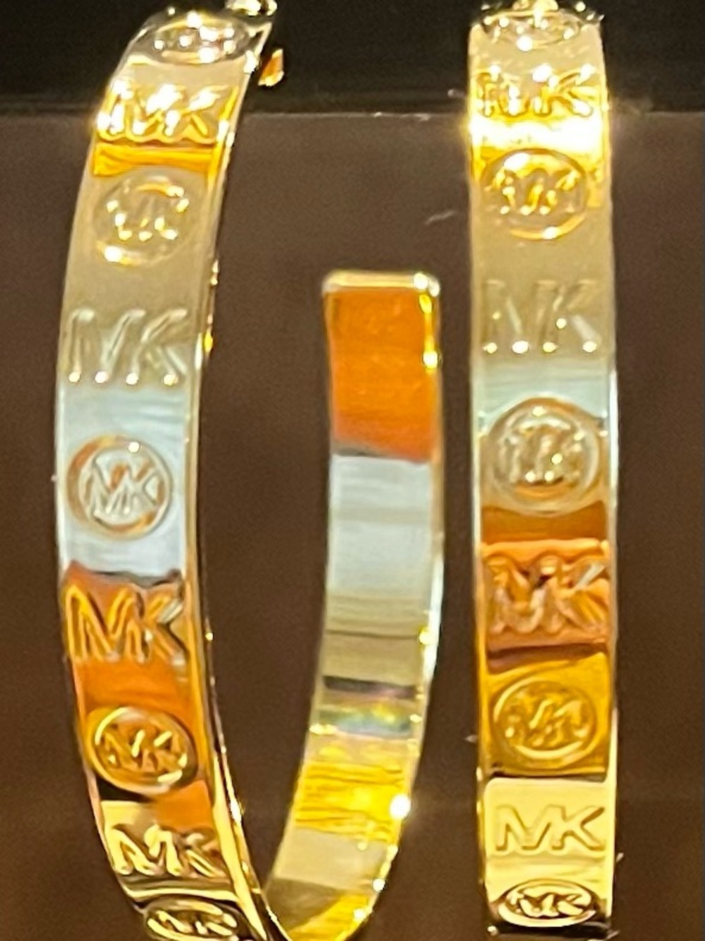 Michael Kors Two-Tone MK Logo Hoop Earrings - Gold & Silver